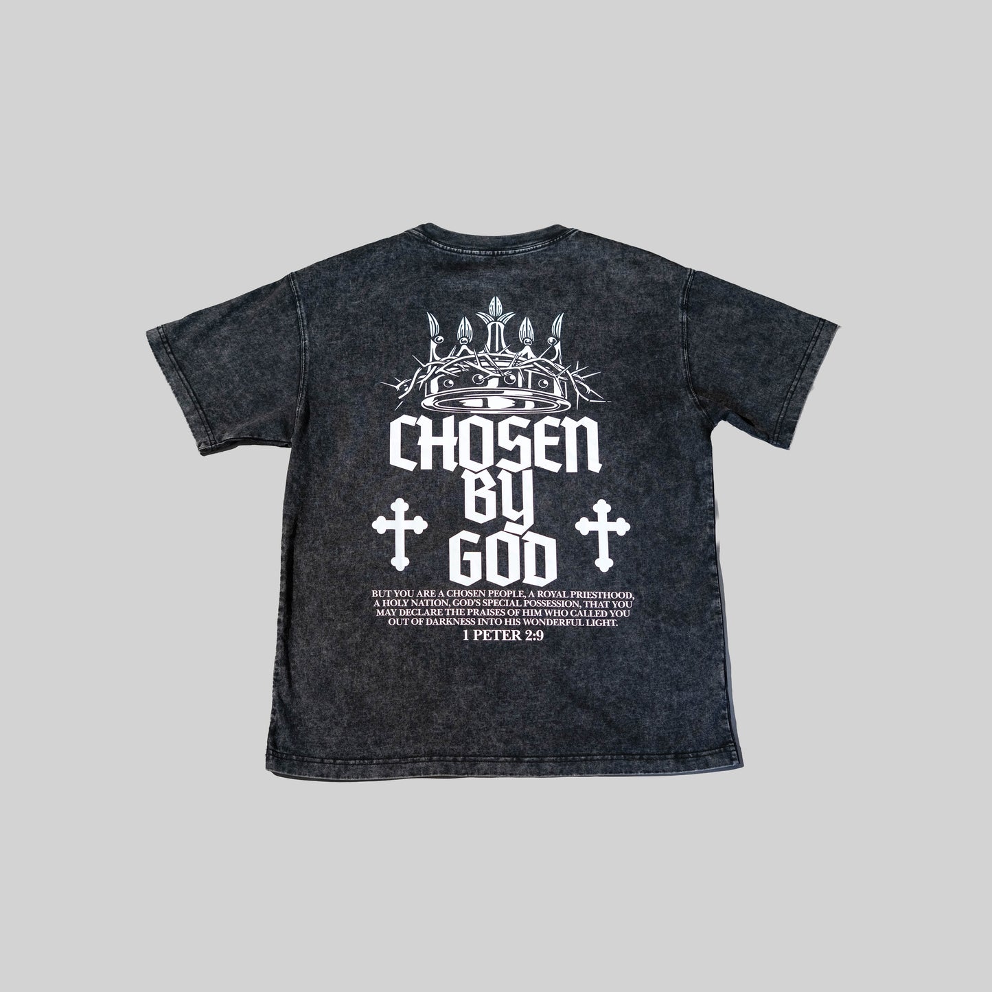 OVERSIZE ACID WASH CHOSEN BY GOD TEE