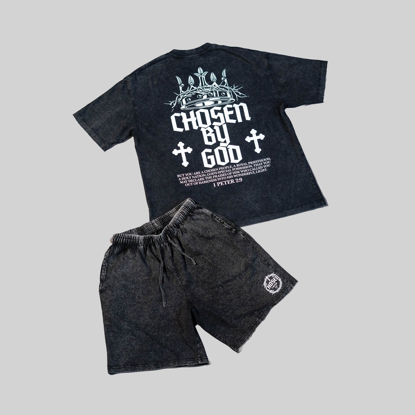 OVERSIZE ACID WASH CHOSEN BY GOD TEE