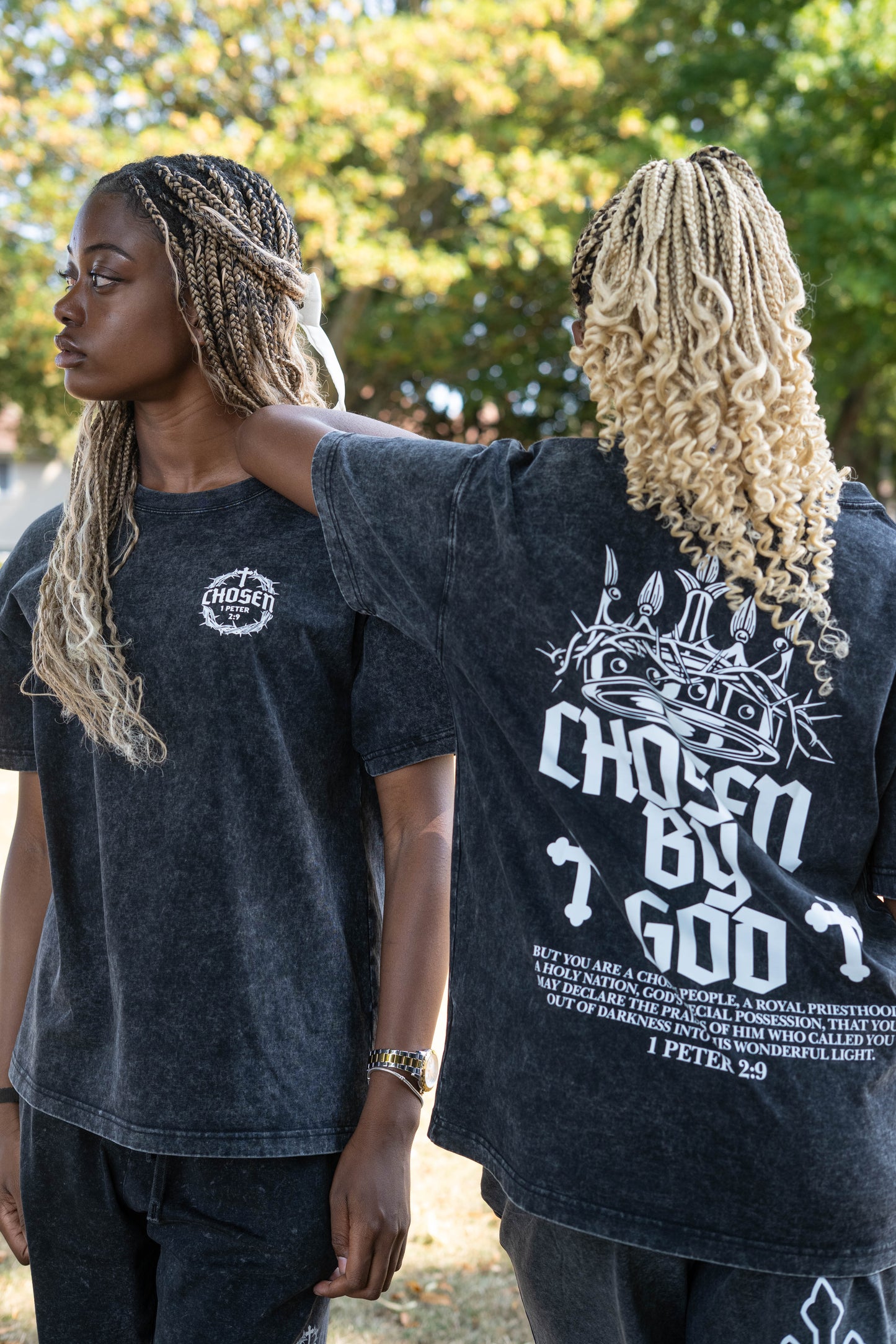 OVERSIZE ACID WASH CHOSEN BY GOD TEE